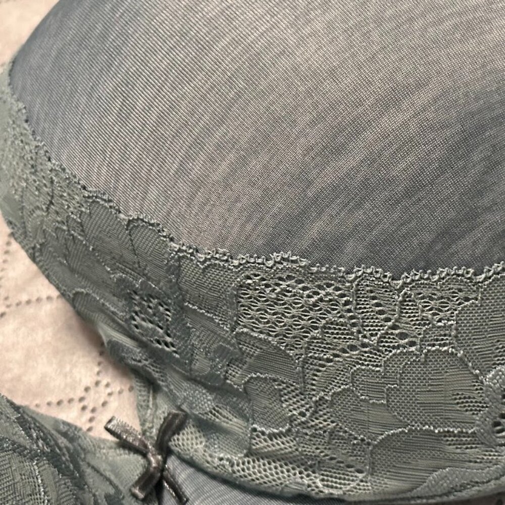 Cacique LANE BRYANT Light Blue Lightly Lined T-Shirt Bra Lace Detail 40DD NWOT